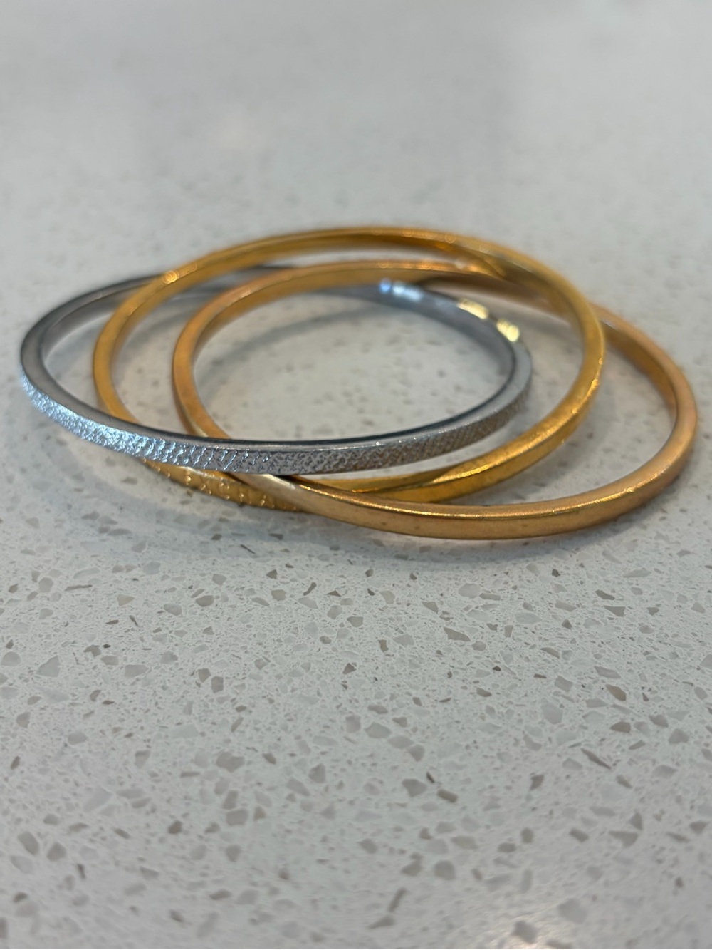 Armani Exchange Gold & Silver Stacked Logo Bangles